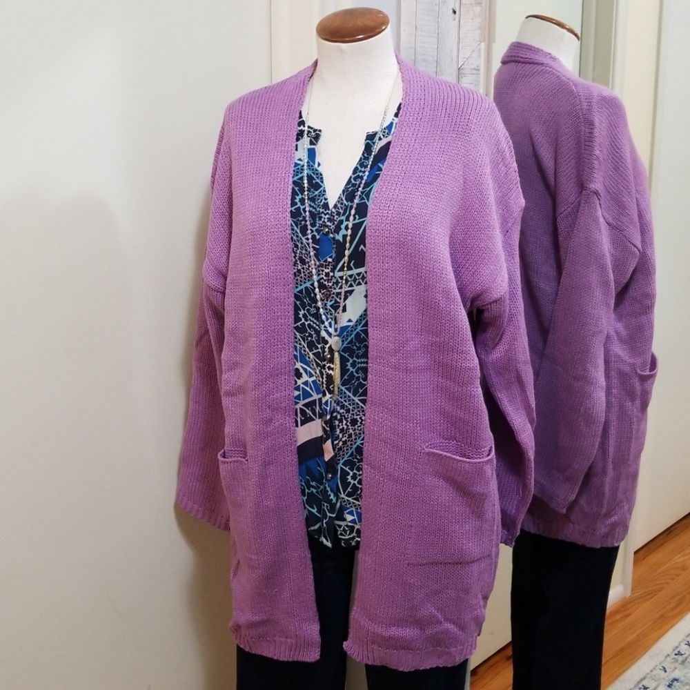 SHEIN Lilac Purple Open Cardi Knit Sweater S - Picture 5 of 8